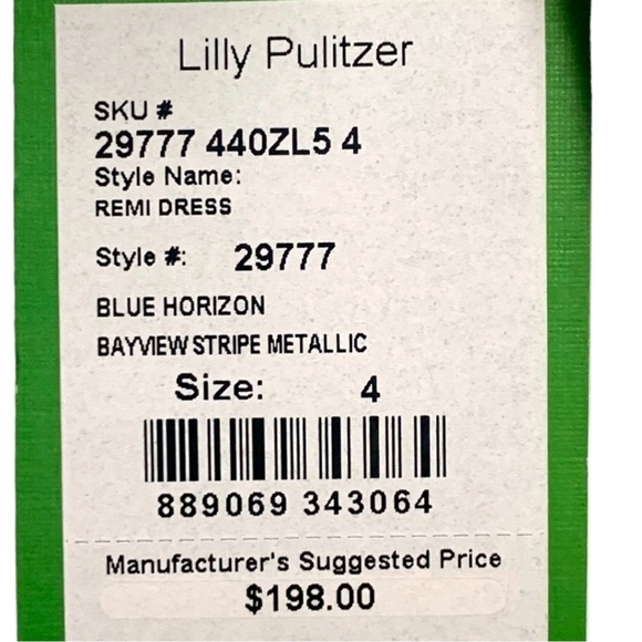 Lilly Pulitzer Dress Remi Strapless Bayview Stripe Blue Cream Metallic Size 4 - Picture 2 of 12